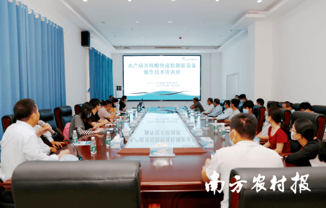 電白區(qū)水產(chǎn)病害核酸快速檢測新設(shè)備操作技術(shù)培訓(xùn)活動現(xiàn)場